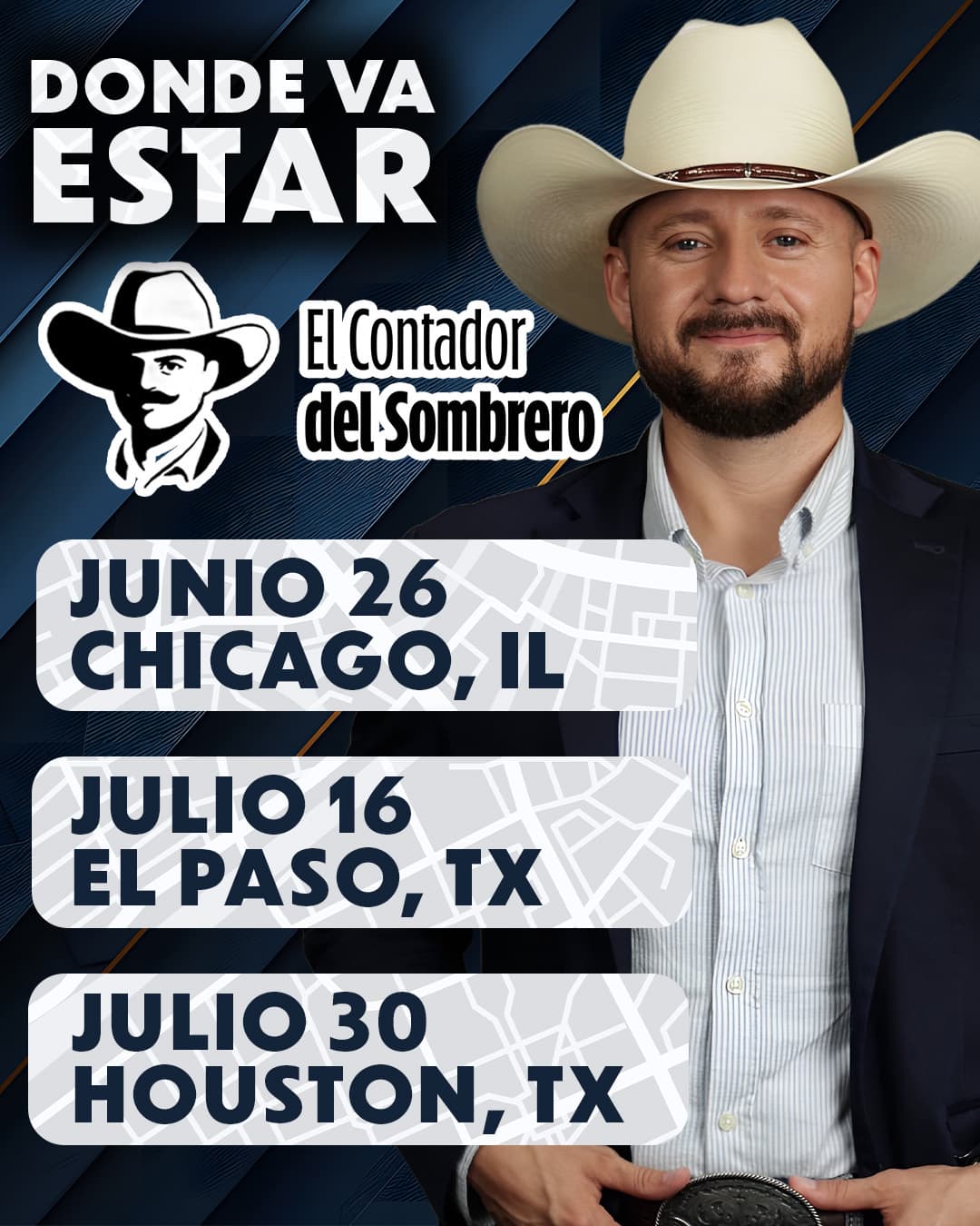 Donde va estar — tour dates for Chicago, El Paso, and Houston