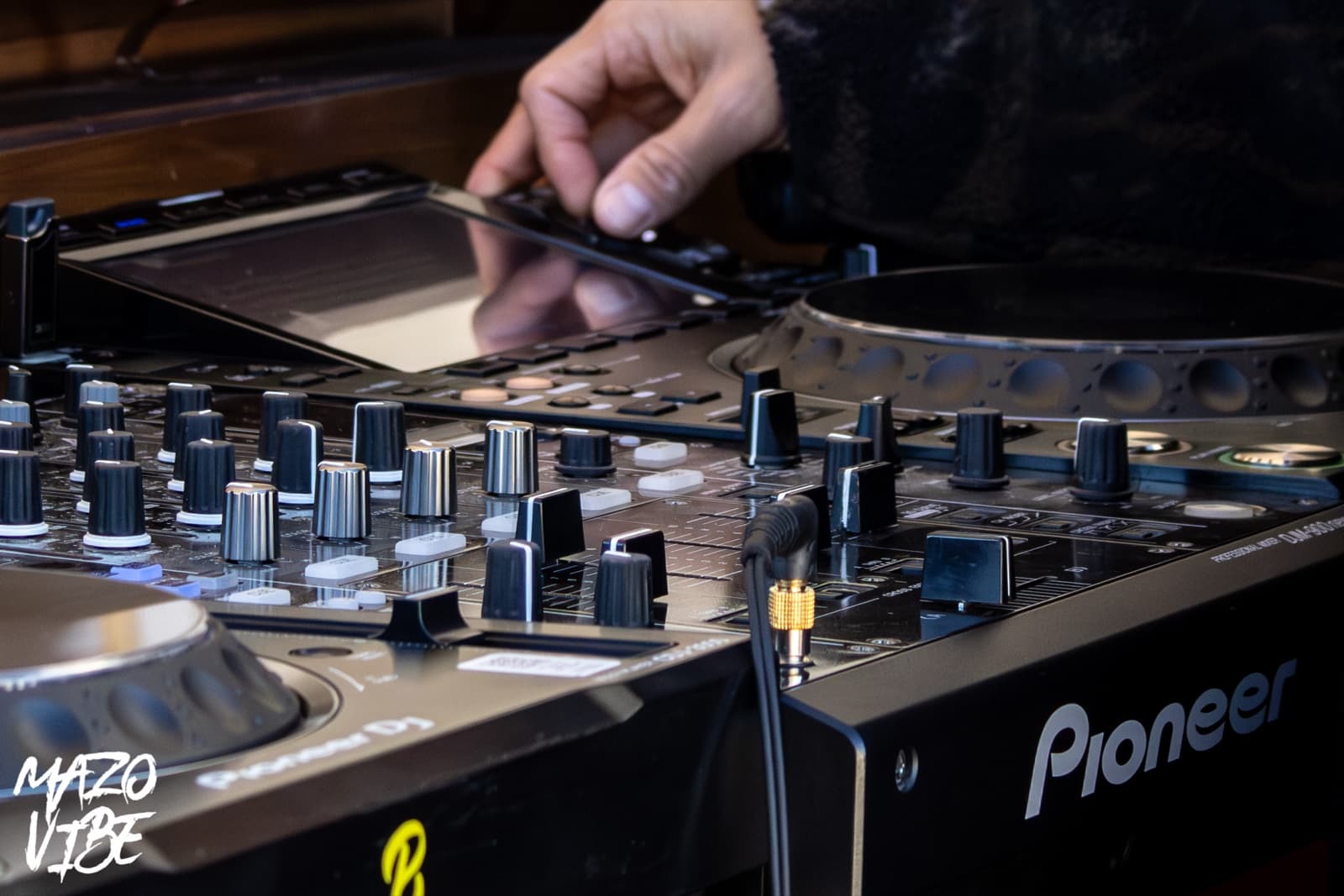 Close-up of Mazo Vibe on Pioneer DJ equipment
